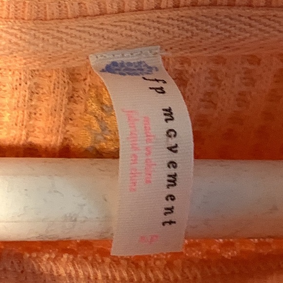 fp movement orange thermal long sleeve cropped waffle knit top. Free people. S - Picture 3 of 13